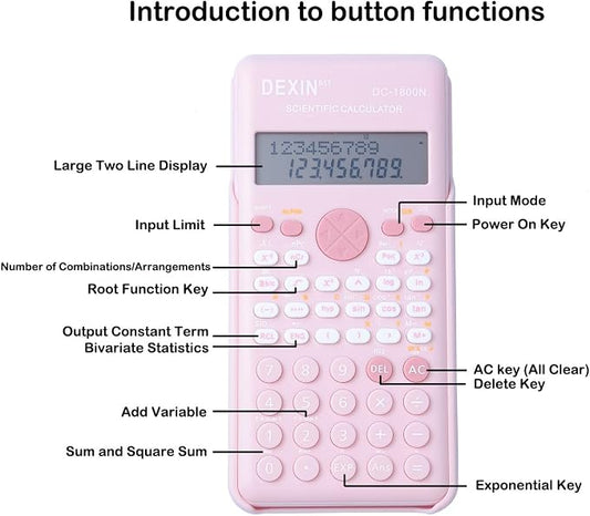 Scientific Calculators for Students, 240 Functions 2-Line Standard Scientific Calculator, Cute School Office Supplies,Math Calculator for School (White)