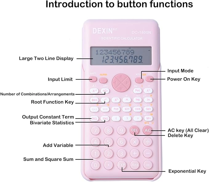 Scientific Calculators for Students, 240 Functions 2-Line Standard Scientific Calculator, Cute School Office Supplies,Math Calculator for School (Purple)