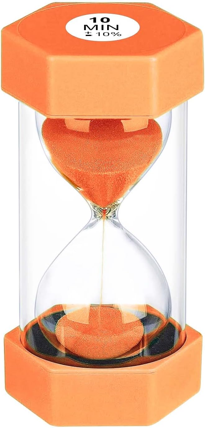 10 Minute Sand Timer Hourglass, Unbreakable Hourglass Sand Watch 10 Min, Reloj De Arena 10 Minutos, Colorful Plastic Hour Glass Sandglass for Classroom Games (Orange
