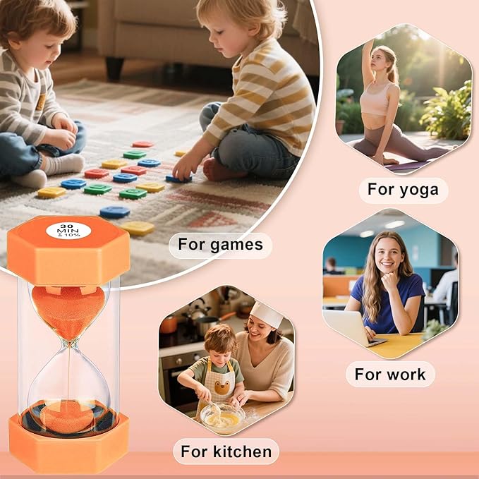 10 Minute Sand Timer Hourglass, Unbreakable Hourglass Sand Watch 10 Min, Reloj De Arena 10 Minutos, Colorful Plastic Hour Glass Sandglass for Classroom Games (Orange