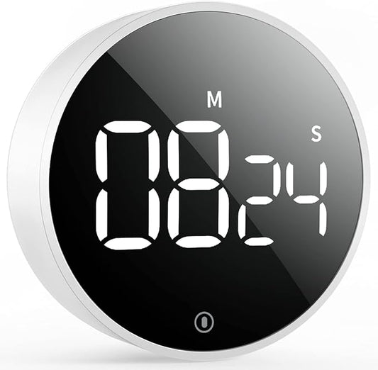 VOCOO Digital Kitchen Timer - Magnetic Countdown Countup Timer with Large LED Display Volume Adjustable, Easy for Cooking and for Seniors and Kids to Use (White)
