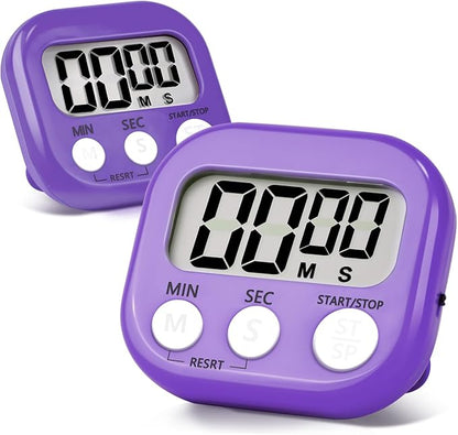 2 Pack Purple Digital Kitchen Timer Magnetic Digital Timer with Big Display Loud Ring Cooking Timers for Kitchen Electronic Timers for Cooking, Game, Gym, Break Time, Classroom (2, Purple)