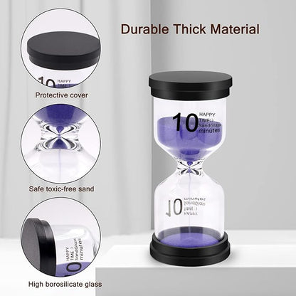 Sand Timer, Sand Timers Colorful 1/3/5/10/15/30 Minutes Sandglass Timer with Protective Cover for Classroom Home Office Cooking (Pack of 6) Multicolor