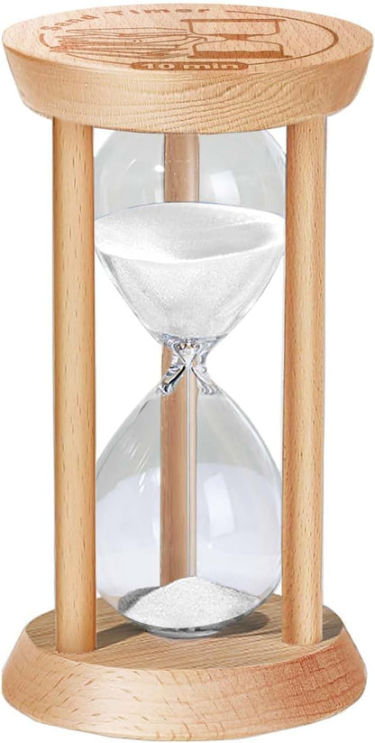 30 Minute Sand Timer Hourglass, 30 Min Wooden Sand Clock, Three Minute Wood Hour Glass, Mini Reloj De Arena， Small Sandglass for Toothbrush Timer, Cooking, Decorative, Work, Game, Gift, White