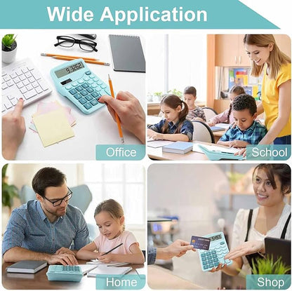 Office Desk Calculator, Cute Calculator for Kids, Basic Calculators Desktop, Dual Power Simple Financial Calculator with Big Button Large Display for Office Home and School (Blue)