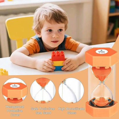 Hourglass 60 Minute Sand Timer, Plastic Orange Sand Clock 60 Min, Colorful Hour Glass Sandglass for Classroom Gmaes Decor (Orange)