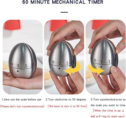 60 Minute Egg Timer, Kitchen Timers for Cooking, Wind Up Timer 0-60 Minutes, Timers for Classroom, Visual Timer for Kids, Mechanical Egg Shape Timer for Saunas and Hard Boiled Eggs (Egg Shape)