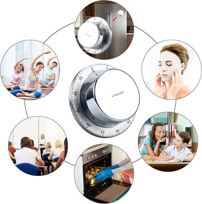 Kitchen Timer, 60 Minute Timer,Magnetic Loud Alarm,Mechanical Stainless Steel Cooking Timer (1pack)
