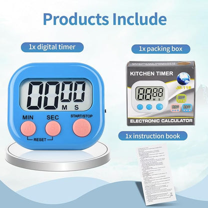 4 Pack Digital Kitchen Timer Magnetic Digital Timer with Big Display Loud Ring Cooking Timers for Kitchen Electronic Timer for Cooking, Game, Gym, Break Time, Classroom (Pink,Blue,Green,Purple, 4)