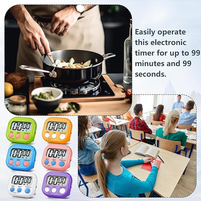12 Pack Digital Kitchen Timer Magnetic Digital Timer with Big Display Loud Ring Cooking Timers for Kitchen Electronic Timer for Cooking, Bathing, Gym, Break Time, Classroom(12,White,Blue,Purple)