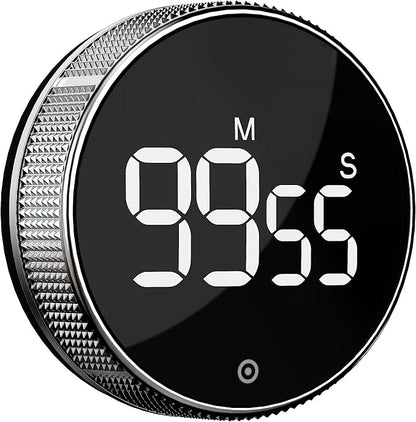 BlueSnail Kitchen Timer with LED Digital Display Smart Efficana for Home Classroom Gym Office, Volume and Brightness Adjustable Productivity Timer (Silvery)